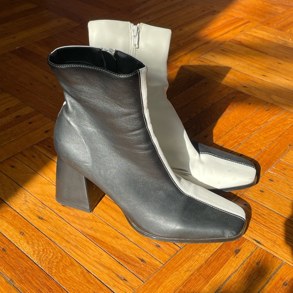 Black and white go go booties